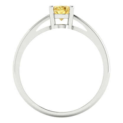 1 cttw Zirconia Simulated Yellow Diamond Solitaire  Engagement Ring - Solid Gold (VVS1, Oval Cut,7x5mm)