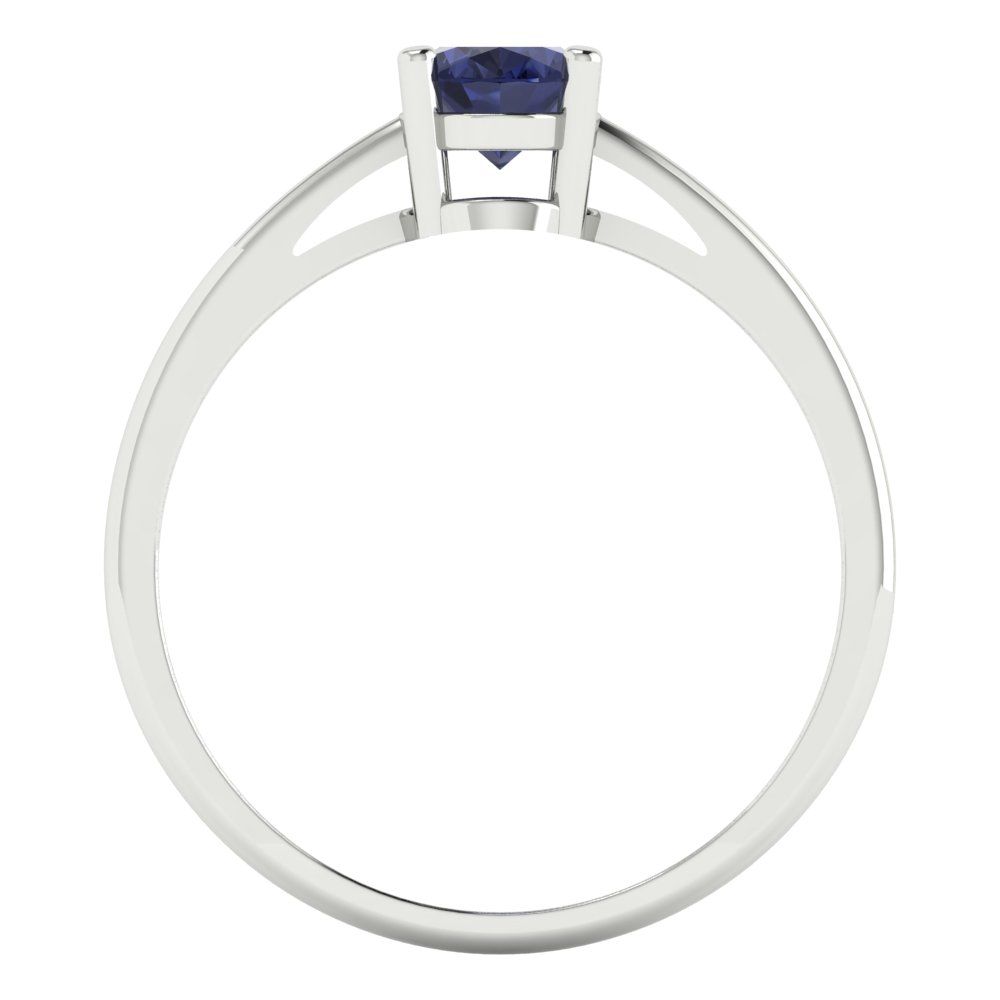 1 cttw Simulated Blue Sapphire Solitaire  Engagement Ring - Solid Gold (Oval Cut,7x5mm)