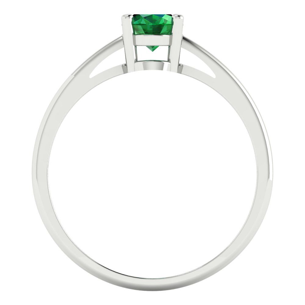 1 cttw Simulated Emerald Solitaire  Engagement Ring - Solid Gold (Oval Cut,7x5mm)