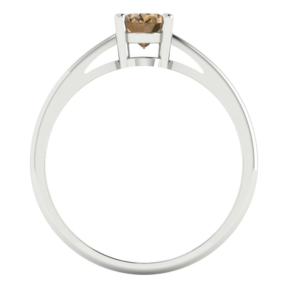 1 cttw Zirconia Simulated Champagne Diamond Solitaire  Engagement Ring - Solid Gold (VVS1, Oval Cut,7x5mm)