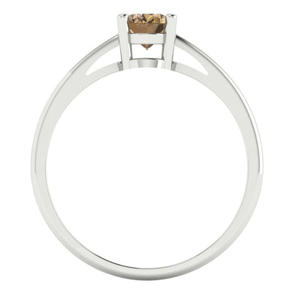 1 cttw Zirconia Simulated Champagne Diamond Solitaire  Engagement Ring - Solid Gold (VVS1, Oval Cut,7x5mm)