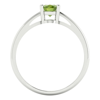 1 cttw Natural Peridot Solitaire  Engagement Ring - Solid Gold (Oval Cut,7x5mm)