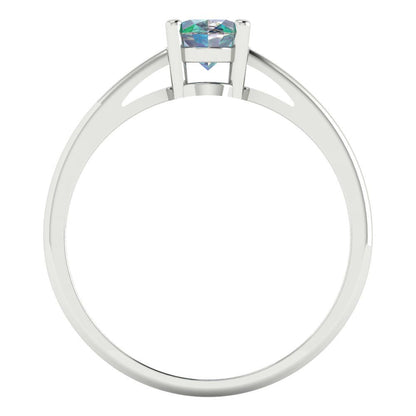 1 cttw Blue Moissanite Solitaire  Engagement Ring - Solid Gold (Oval Cut,7x5mm)