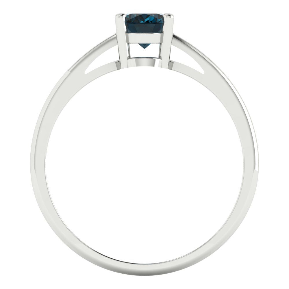 1 cttw Natural London Blue Topaz Solitaire  Engagement Ring - Solid Gold (Oval Cut,7x5mm)