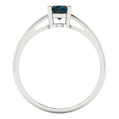 1 cttw Natural London Blue Topaz Solitaire  Engagement Ring - Solid Gold (Oval Cut,7x5mm)
