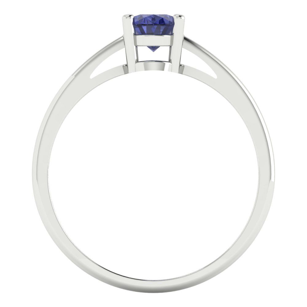 1 cttw Simulated Tanzanite Solitaire  Engagement Ring - Solid Gold (Oval Cut,7x5mm)