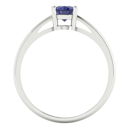 1 cttw Simulated Tanzanite Solitaire  Engagement Ring - Solid Gold (Oval Cut,7x5mm)