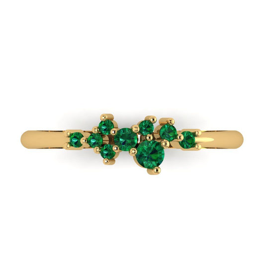 0.17 cttw Simulated Emerald Round Cut Yellow Gold Eternity Wedding Band