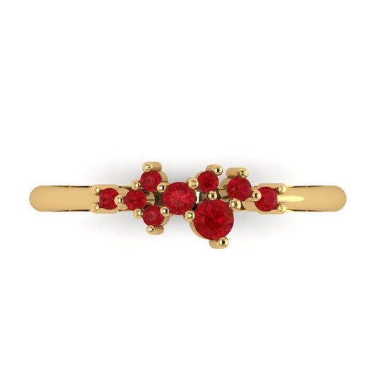 0.17 cttw Simulated Pink Tourmaline Round Cut Yellow Gold Eternity Wedding Band