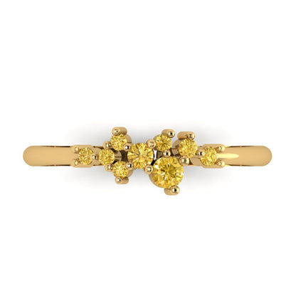 0.17 cttw Natural Citrine Round Cut Yellow Gold Eternity Wedding Band