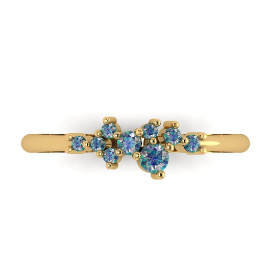 0.17 cttw Blue Moissanite Round Cut Yellow Gold Eternity Wedding Band