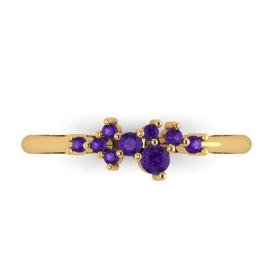 0.17 cttw Natural Amethyst Round Cut Yellow Gold Eternity Wedding Band