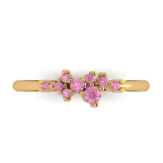 0.17 cttw Simulated Pink Diamond Round Cut Yellow Gold Eternity Wedding Band