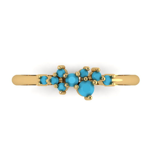 0.17 cttw Simulated Turquoise Round Cut Yellow Gold Eternity Wedding Band