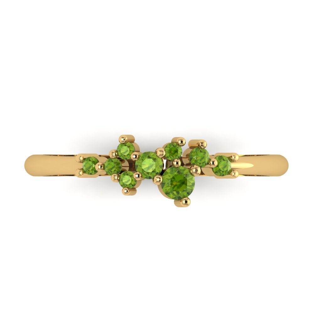 0.17 cttw Natural Peridot Round Cut Yellow Gold Eternity Wedding Band