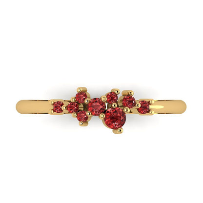 0.17 cttw Natural Garnet Round Cut Yellow Gold Eternity Wedding Band