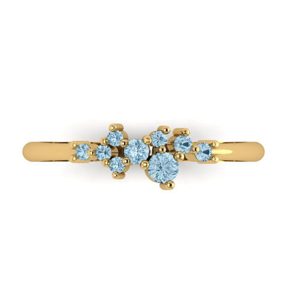 0.17 cttw Natural Sky Blue Topaz Round Cut Yellow Gold Eternity Wedding Band