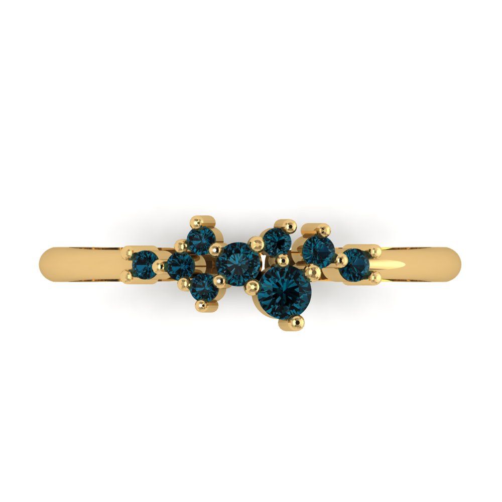0.17 cttw Natural London Blue Topaz Round Cut Yellow Gold Eternity Wedding Band