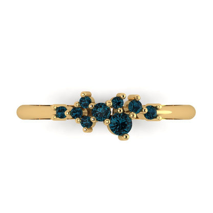 0.17 cttw Natural London Blue Topaz Round Cut Yellow Gold Eternity Wedding Band