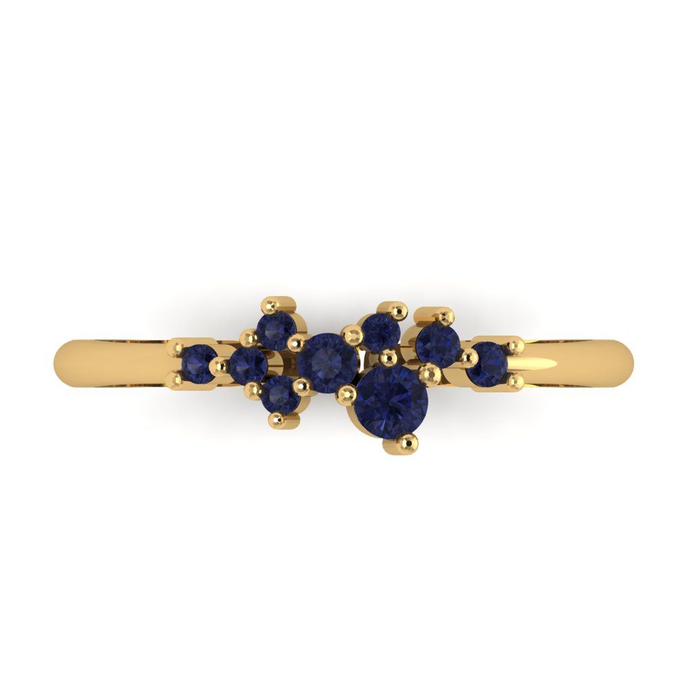 0.17 cttw Simulated Blue Sapphire Round Cut Yellow Gold Eternity Wedding Band