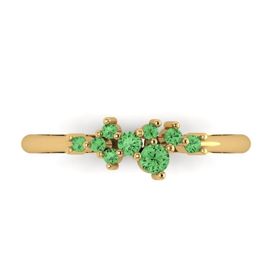0.17 cttw Simulated Green Diamond Round Cut Yellow Gold Eternity Wedding Band