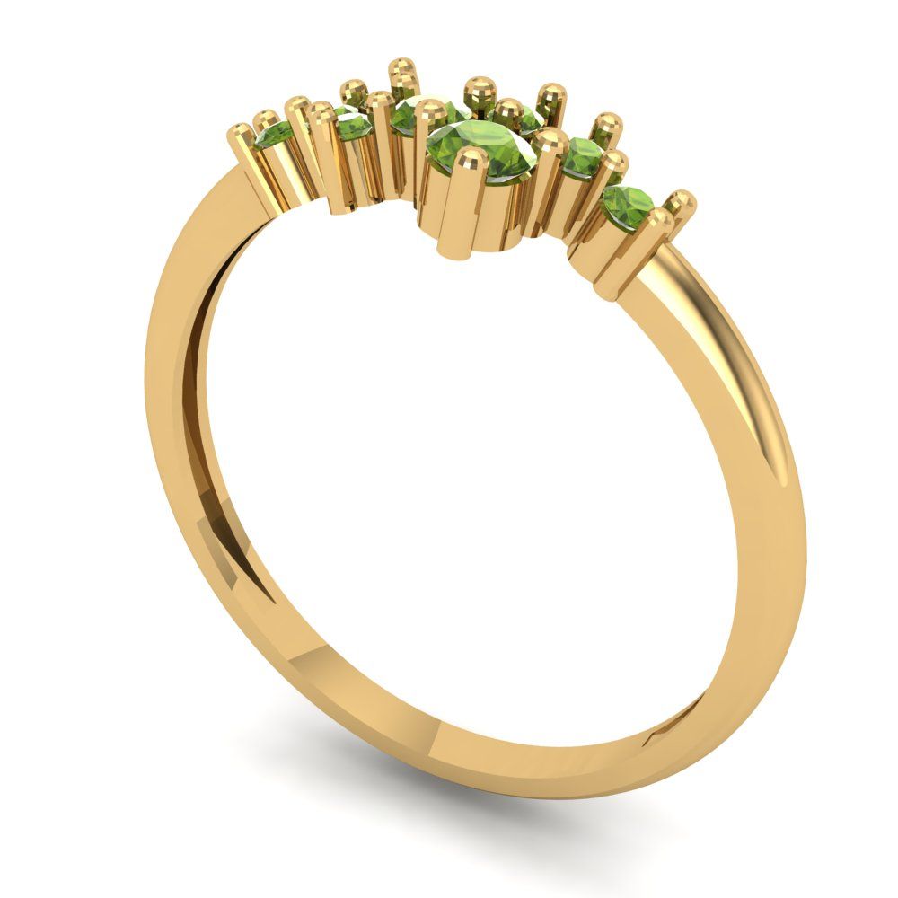 0.17 cttw Natural Peridot Round Cut Yellow Gold Eternity Wedding Band