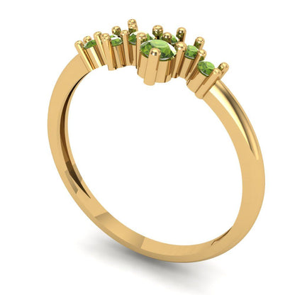 0.17 cttw Natural Peridot Round Cut Yellow Gold Eternity Wedding Band