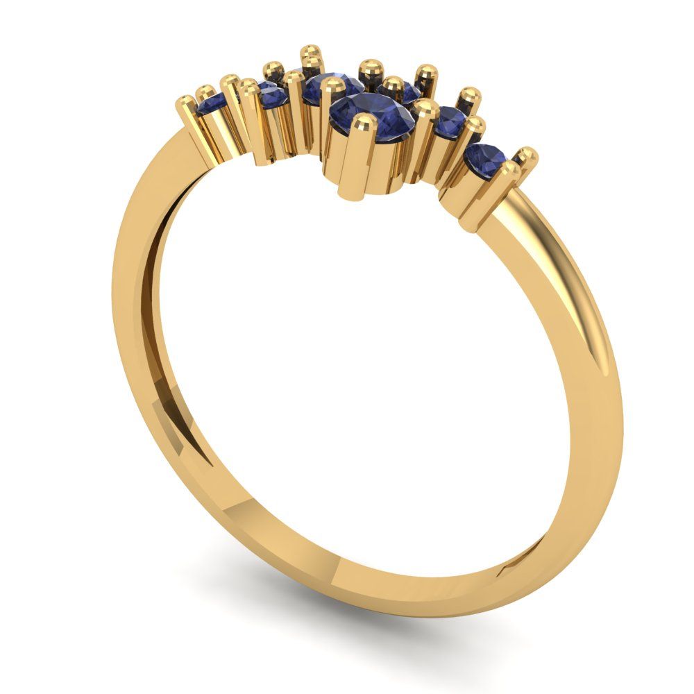 0.17 cttw Simulated Blue Sapphire Round Cut Yellow Gold Eternity Wedding Band