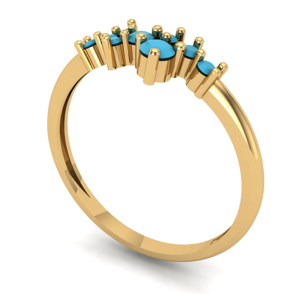0.17 cttw Simulated Turquoise Round Cut Yellow Gold Eternity Wedding Band