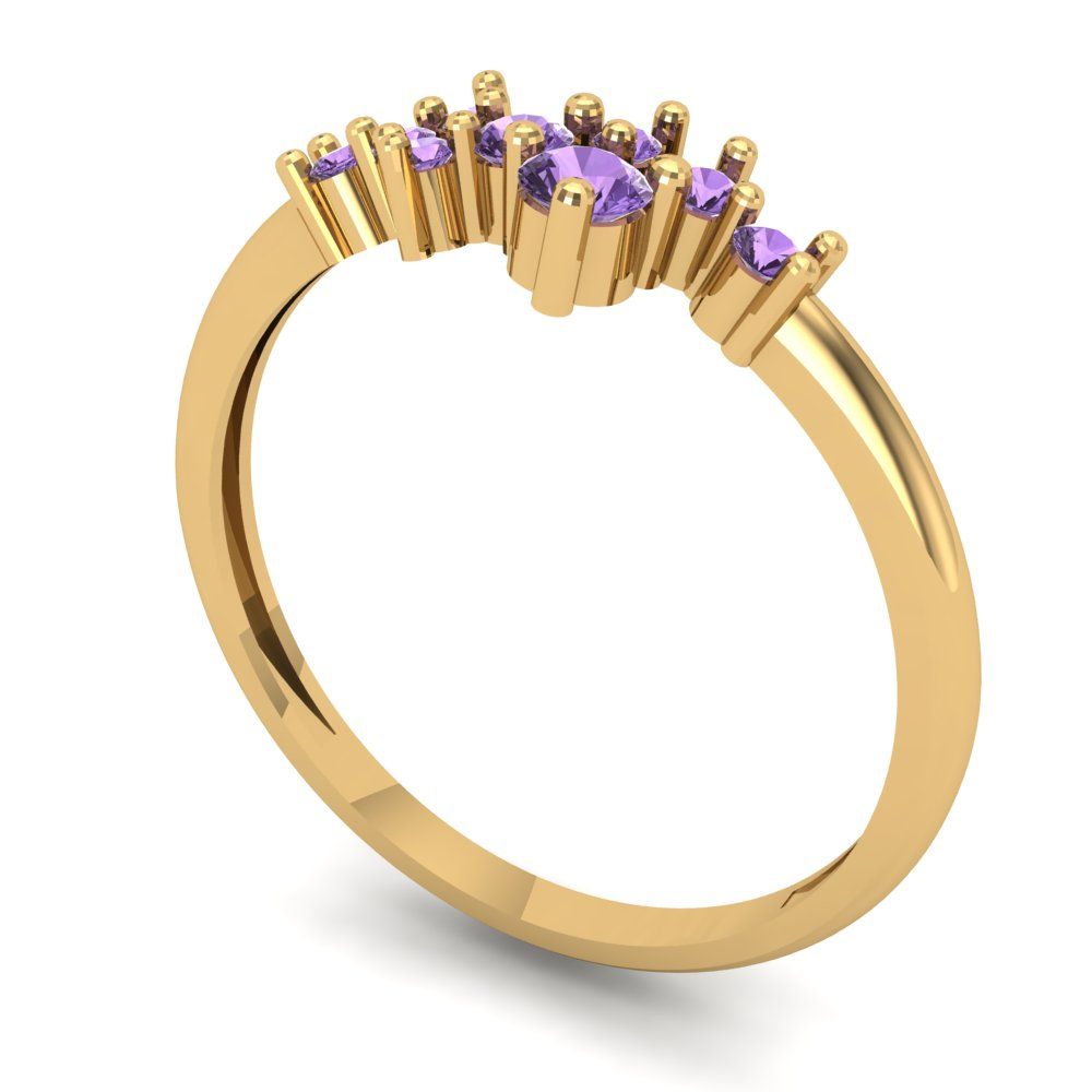 0.17 cttw Simulated Alexandrite Round Cut Yellow Gold Eternity Wedding Band