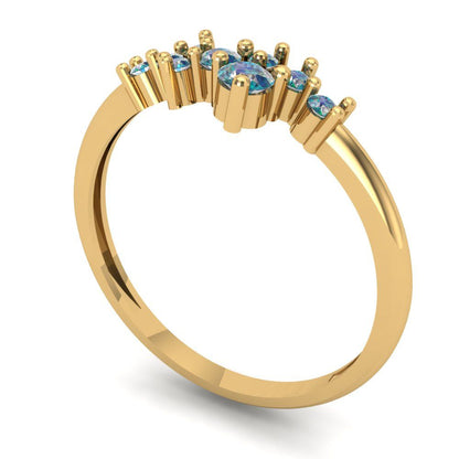 0.17 cttw Blue Moissanite Round Cut Yellow Gold Eternity Wedding Band