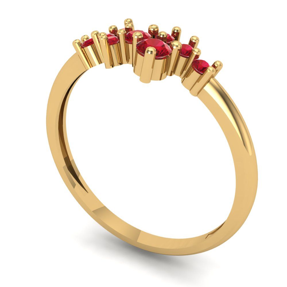 0.17 cttw Simulated Ruby Round Cut Yellow Gold Eternity Wedding Band