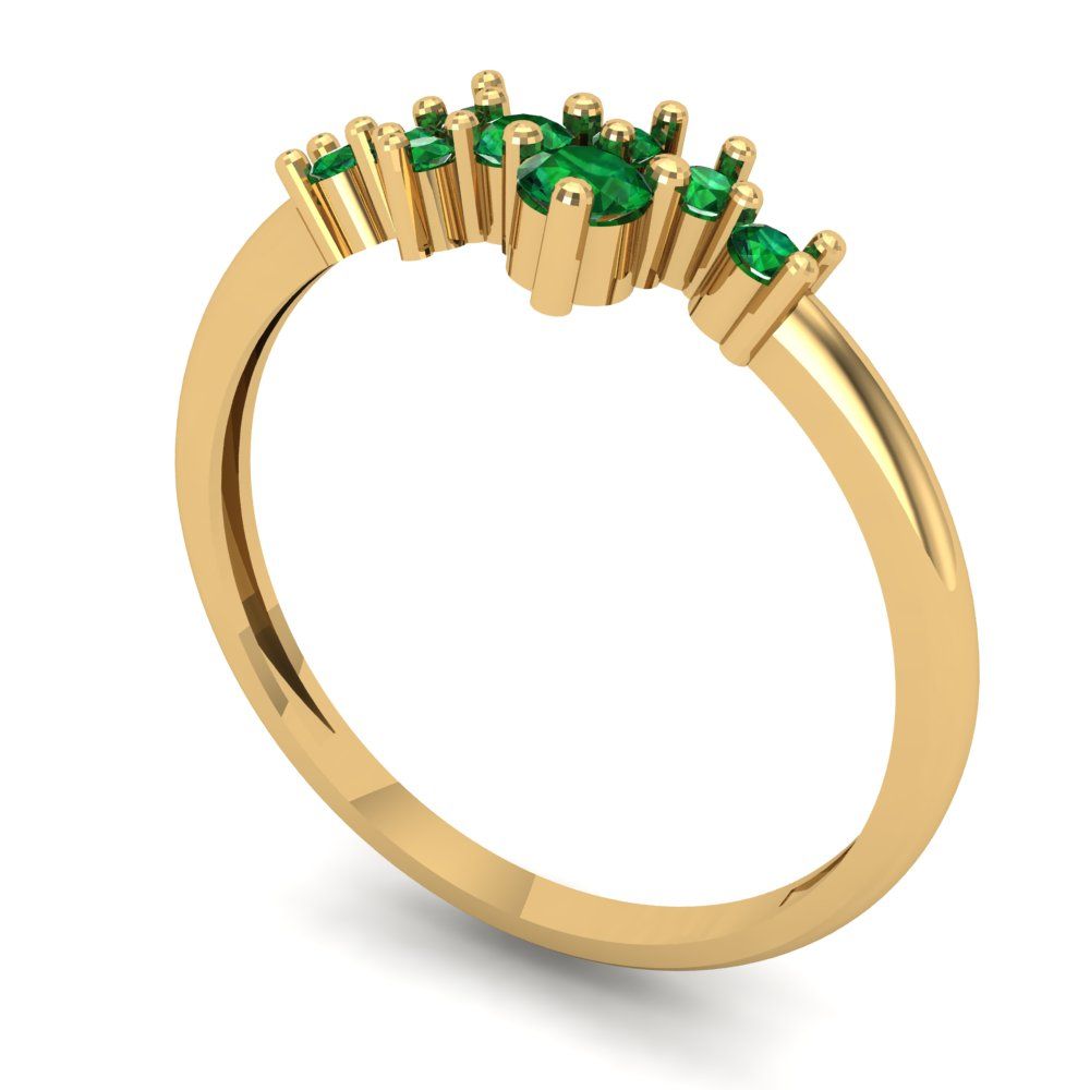 0.17 cttw Simulated Emerald Round Cut Yellow Gold Eternity Wedding Band