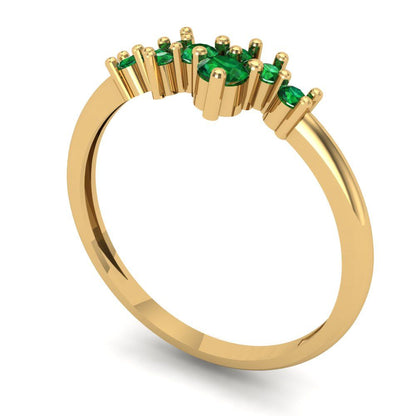 0.17 cttw Simulated Emerald Round Cut Yellow Gold Eternity Wedding Band