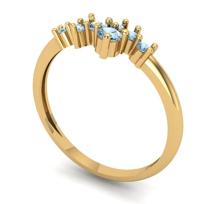 0.17 cttw Natural Sky Blue Topaz Round Cut Yellow Gold Eternity Wedding Band