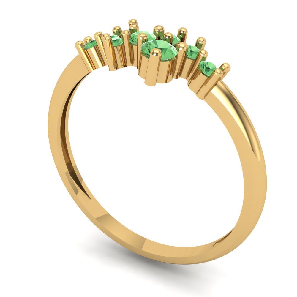 0.17 cttw Simulated Green Diamond Round Cut Yellow Gold Eternity Wedding Band