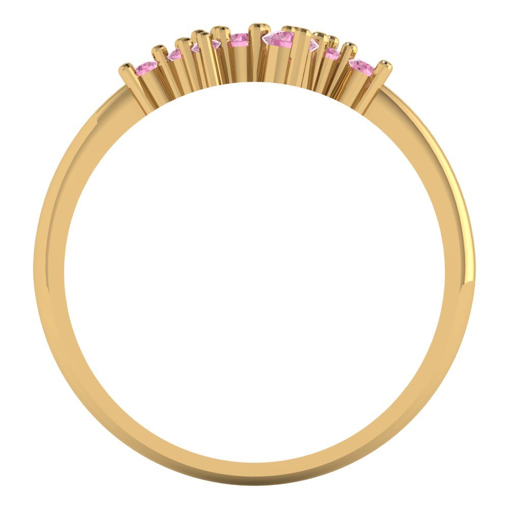 0.17 cttw Simulated Pink Diamond Round Cut Yellow Gold Eternity Wedding Band