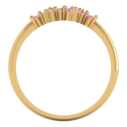 0.17 cttw Simulated Pink Diamond Round Cut Yellow Gold Eternity Wedding Band