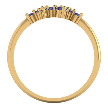 0.17 cttw Simulated Tanzanite Round Cut Yellow Gold Eternity Wedding Band