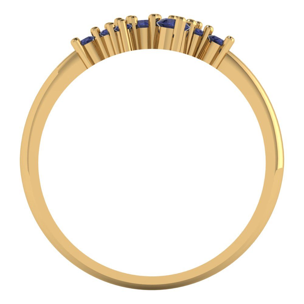 0.17 cttw Simulated Blue Sapphire Round Cut Yellow Gold Eternity Wedding Band