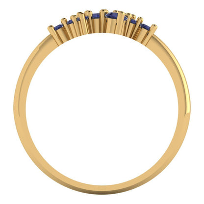 0.17 cttw Simulated Blue Sapphire Round Cut Yellow Gold Eternity Wedding Band