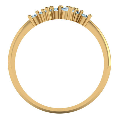 0.17 cttw Natural Swiss Blue Topaz Round Cut Yellow Gold Eternity Wedding Band