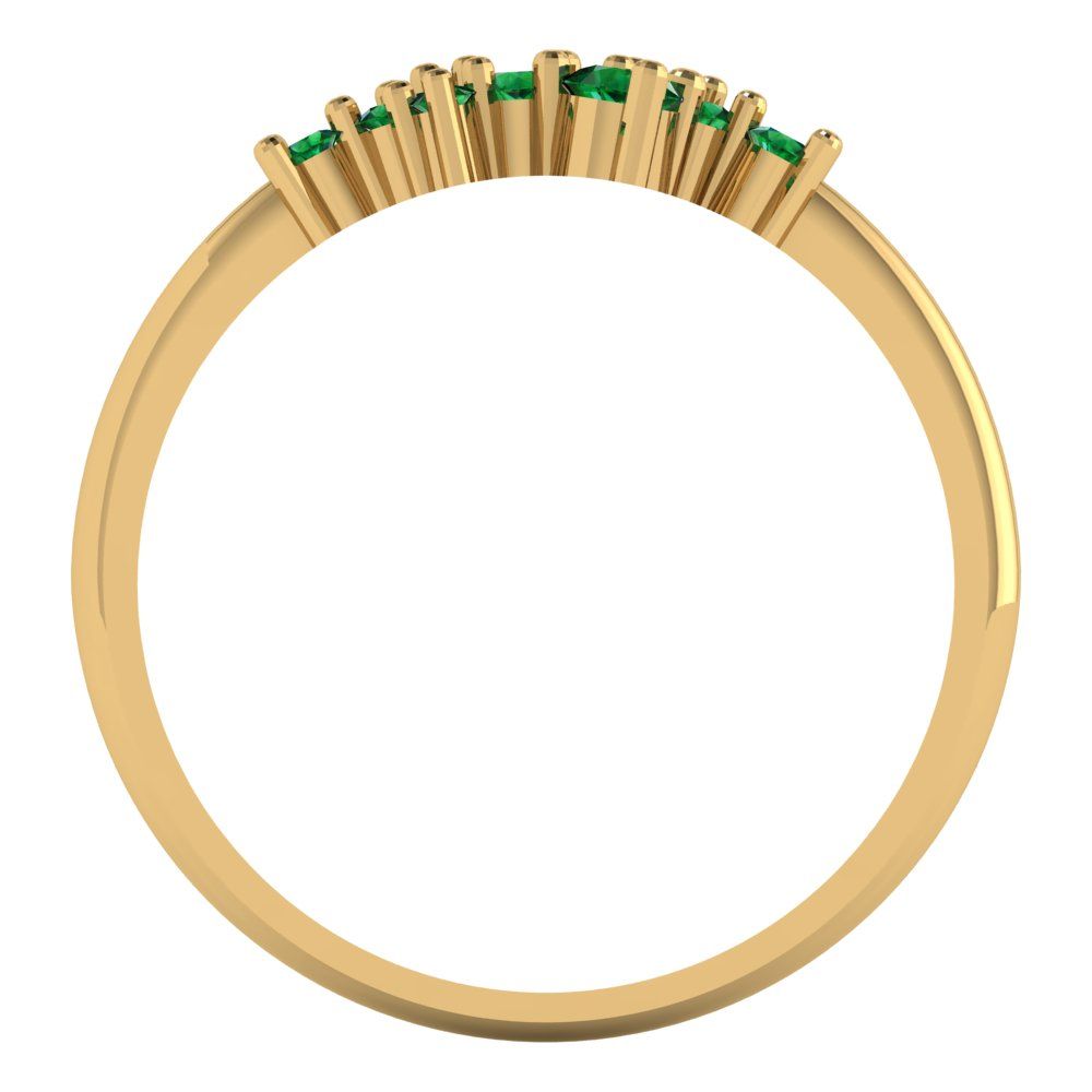 0.17 cttw Simulated Emerald Round Cut Yellow Gold Eternity Wedding Band