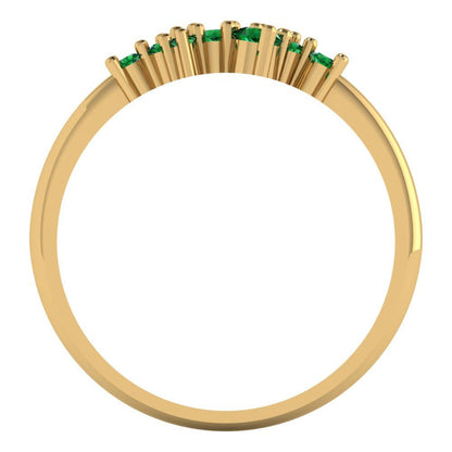 0.17 cttw Simulated Emerald Round Cut Yellow Gold Eternity Wedding Band