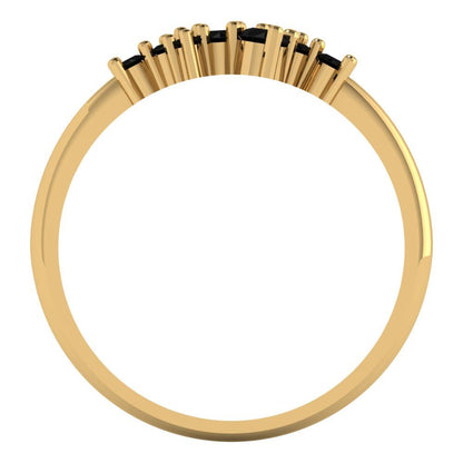 0.17 cttw Natural Onyx Round Cut Yellow Gold Eternity Wedding Band