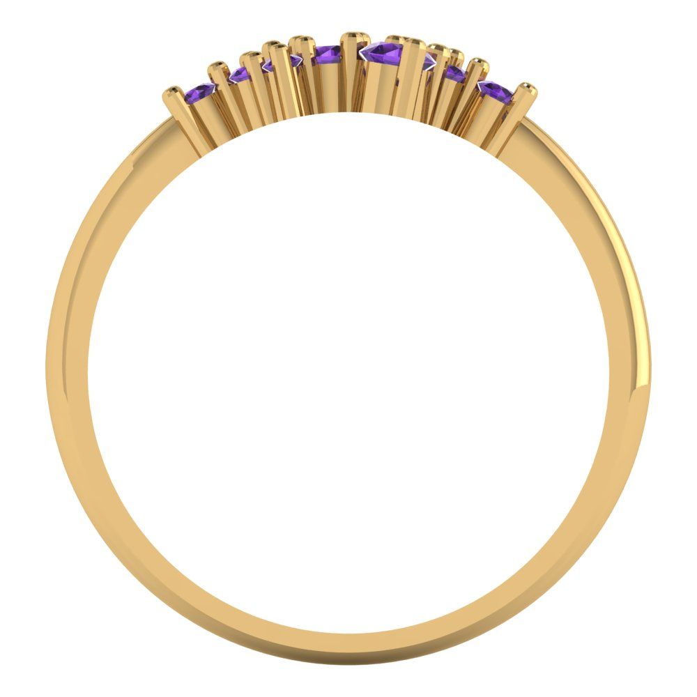 0.17 cttw Natural Amethyst Round Cut Yellow Gold Eternity Wedding Band