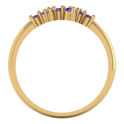 0.17 cttw Natural Amethyst Round Cut Yellow Gold Eternity Wedding Band