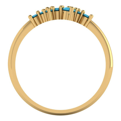 0.17 cttw Simulated Turquoise Round Cut Yellow Gold Eternity Wedding Band