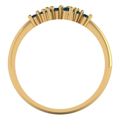 0.17 cttw Natural London Blue Topaz Round Cut Yellow Gold Eternity Wedding Band