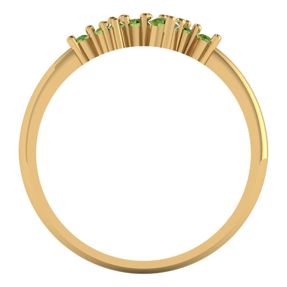 0.17 cttw Natural Peridot Round Cut Yellow Gold Eternity Wedding Band